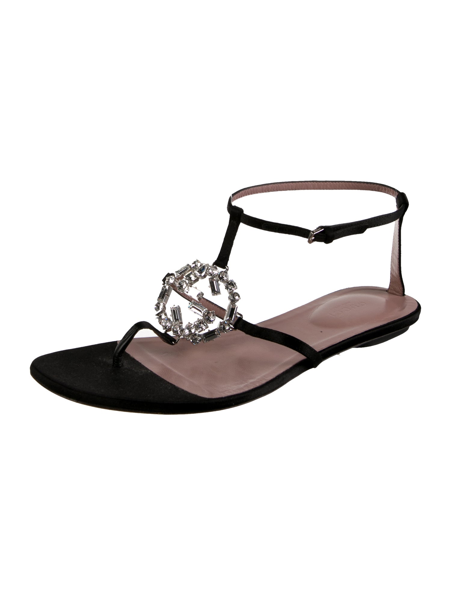 Gucci Satin T-Strap Sandals